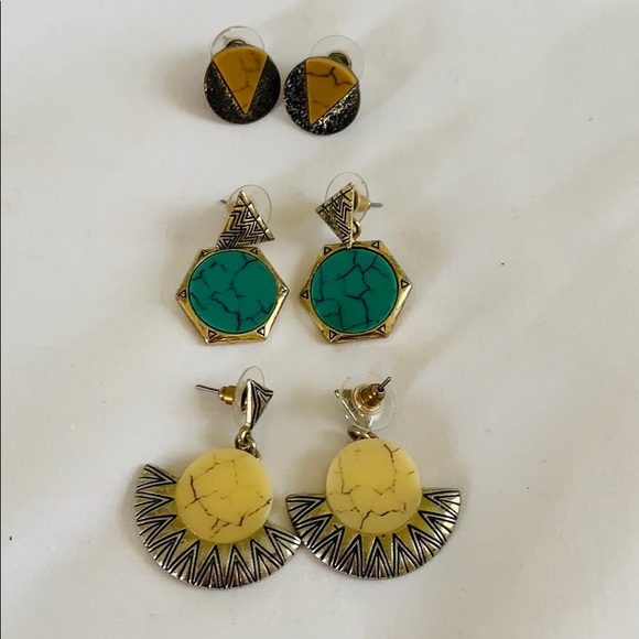 Three pack of marble stone inspired earrings - Picture 1 of 2